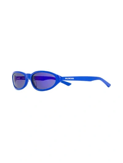 BALENCIAGA EYEWEAR NARROW OVAL SHAPED SUNGLASSES - 蓝色