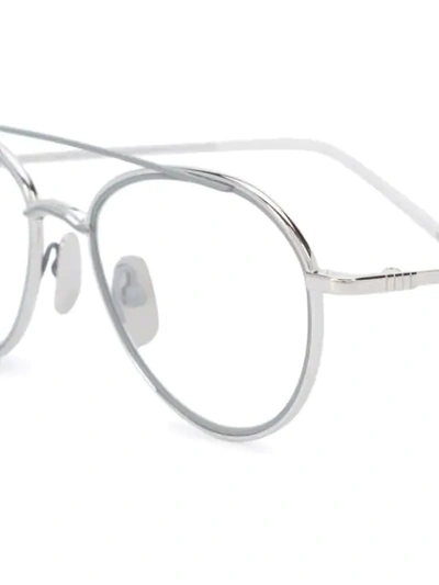 Shop Thom Browne Classic Aviator Glasses In Metallic