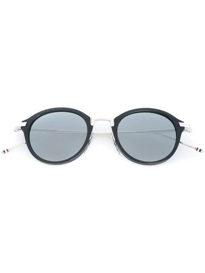 Shop Thom Browne Navy & Silver Round Sunglasses In Sm000 Navy Silver