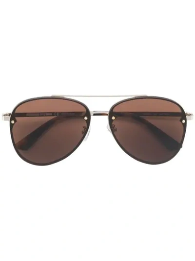 Shop Mcq By Alexander Mcqueen Aviator Sunglasses In Metallic