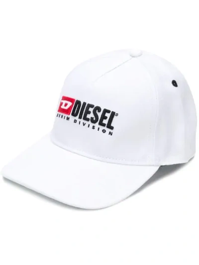 Shop Diesel Embroidered Logo Cap In White