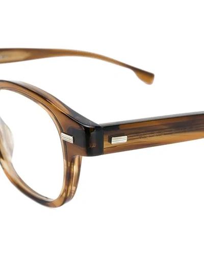 Shop Hugo Boss Tortoiseshell-effect Square Glasses In Brown