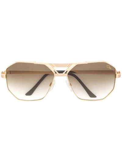 Shop Cazal Angular Pilot-frame Sunglasses In Metallic