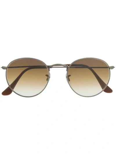 Ray Ban Round Frame Sunglasses In Brown