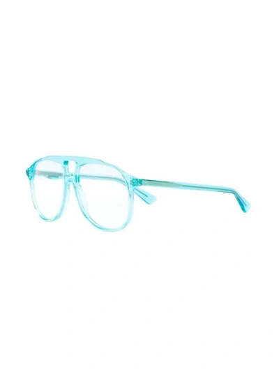 Shop Gucci Oversized Acetate Glasses In Blue