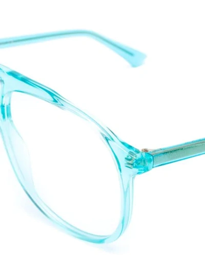 Shop Gucci Oversized Acetate Glasses In Blue