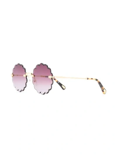 Shop Chloé Scalloped Edge Sunglasses In Metallic ,brown