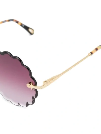 Shop Chloé Scalloped Edge Sunglasses In Metallic ,brown