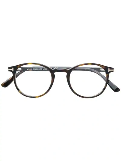 Shop Tom Ford Round Shaped Glasses In Brown