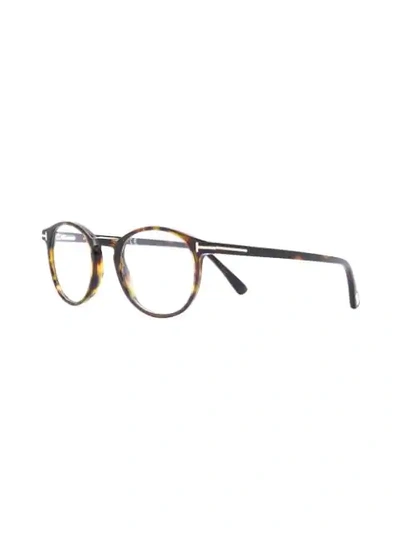 Shop Tom Ford Round Shaped Glasses In Brown