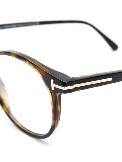 Shop Tom Ford Round Shaped Glasses In Brown