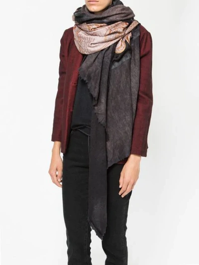 Shop Avant Toi Printed Square Scarf In Grey