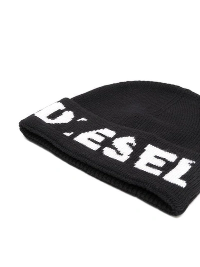 Shop Diesel Logo Beanie Hat In Black