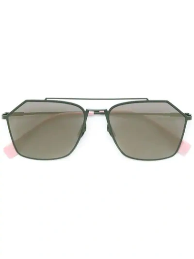 Shop Fendi Pentagon Aviator Sunglasses In Green