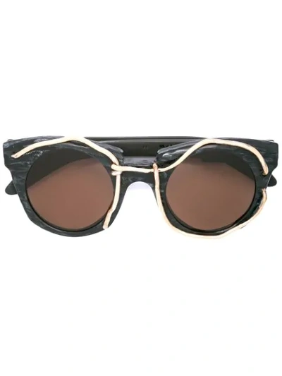 Shop Kuboraum U6 Round Sunglasses In Black
