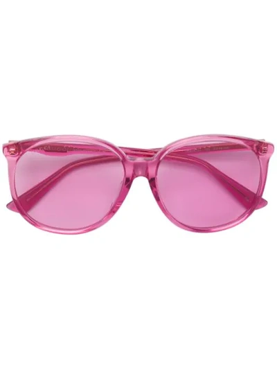 Shop Gucci Oversized Rounded Sunglasses In Pink