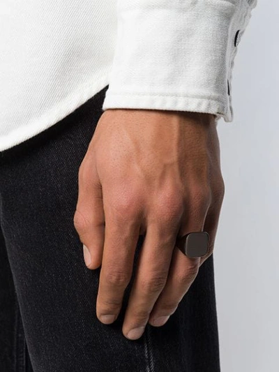 Shop Maison Margiela Squared Armour Ring In Black