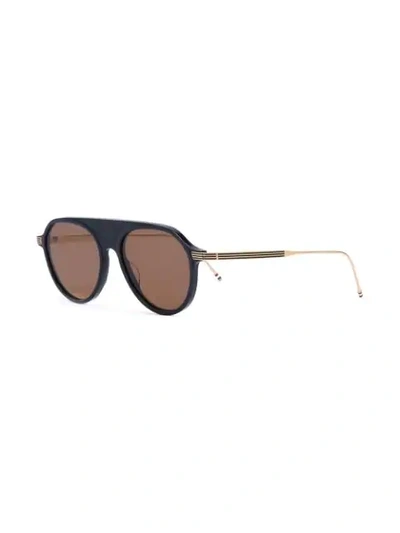 Shop Thom Browne Round Frame Sunglasses In Blue