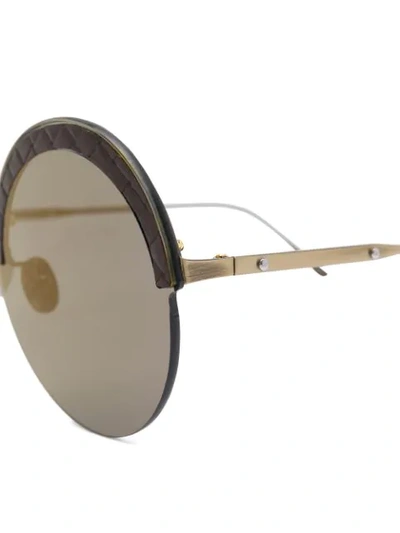 Shop Bottega Veneta Round Frame Sunglasses In 002