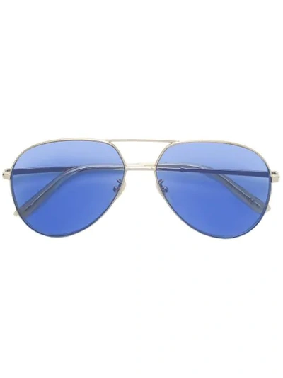 Shop Gucci Tinted Aviator Sunglasses In Metallic