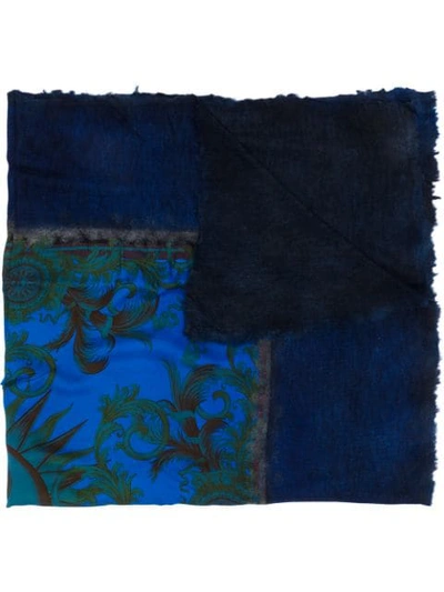 Shop Avant Toi Baroque Print Scarf - Blue