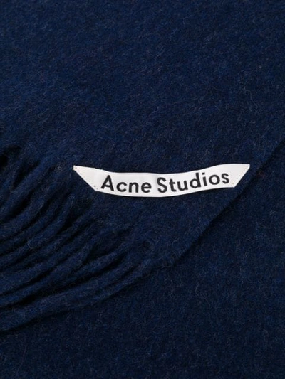 Shop Acne Studios Canada Skinny Fringed Scarf In Blue