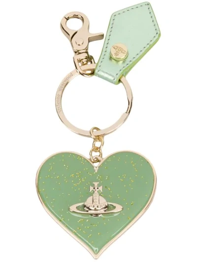 Shop Vivienne Westwood Orb Heart Keyring - Metallic