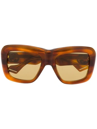 Shop Gucci Classic Mass-shape Sunglasses In Brown