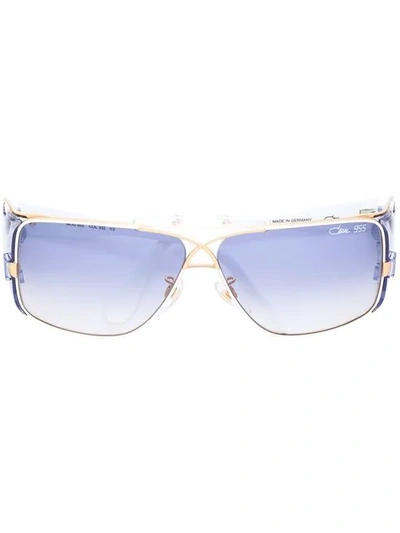 Shop Cazal Rectangle Frame Sunglasses In Blue