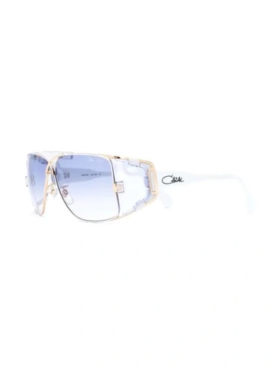 Shop Cazal Rectangle Frame Sunglasses In Blue