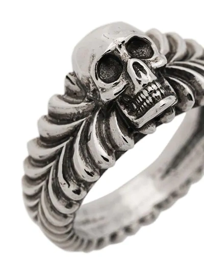Shop Emanuele Bicocchi Skull Engraved Ring In Silver