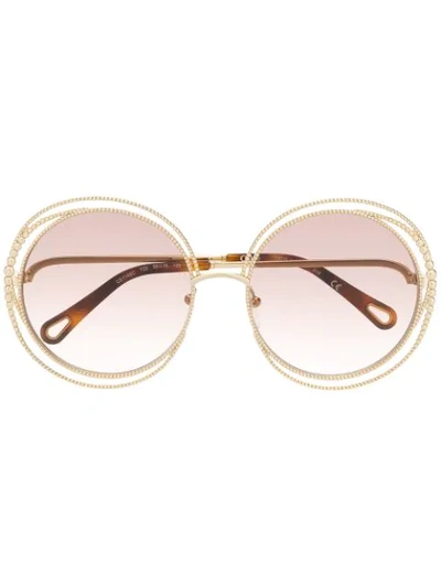 Shop Chloé Carlina Chain Sunglasses In Gold