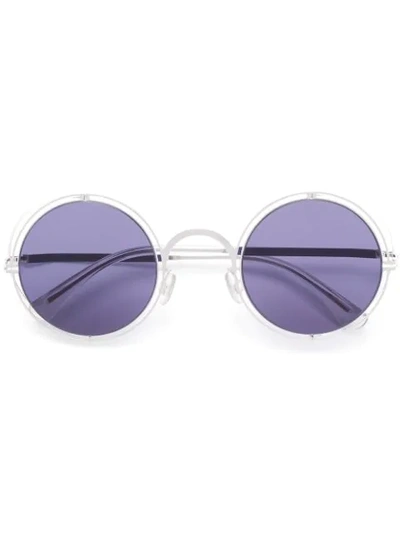 Shop Mykita Round Tinted Sunglasses In Silver