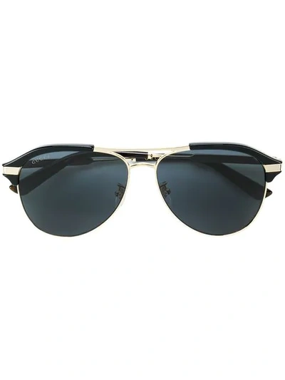 Shop Gucci Aviator Shaped Sunglasses In Black