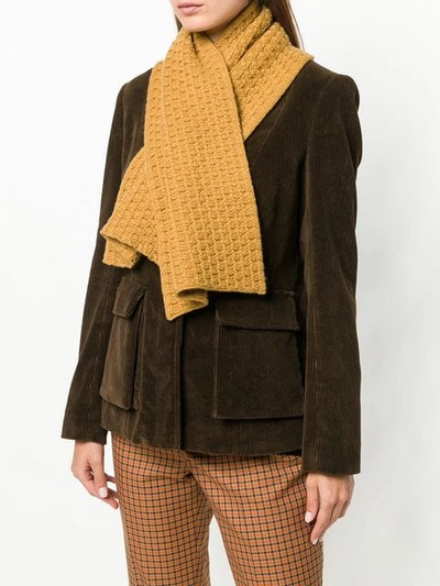 Shop Holland & Holland Cashmere Knitted Scarf In Yellow