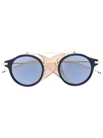 Shop Thom Browne Round Sunglasses In Metallic