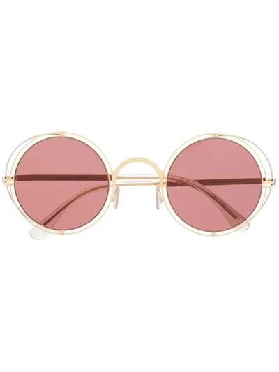 Shop Mykita X Maison Margiela Round Tinted Sunglasses In Gold