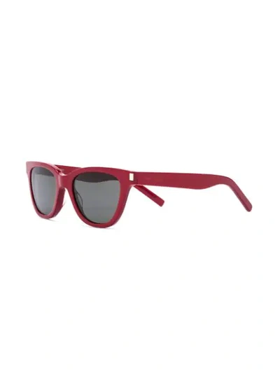 Shop Saint Laurent Square Shaped Sunglasses In Red
