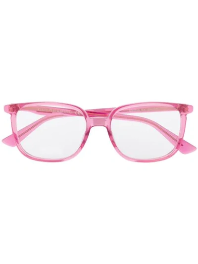 Shop Gucci Rectangle Frame Glasses In Pink