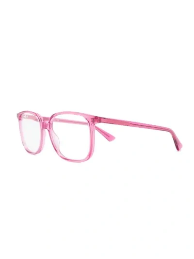 Shop Gucci Rectangle Frame Glasses In Pink