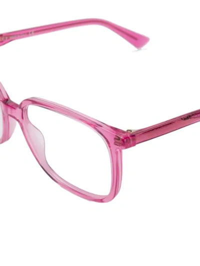 Shop Gucci Rectangle Frame Glasses In Pink