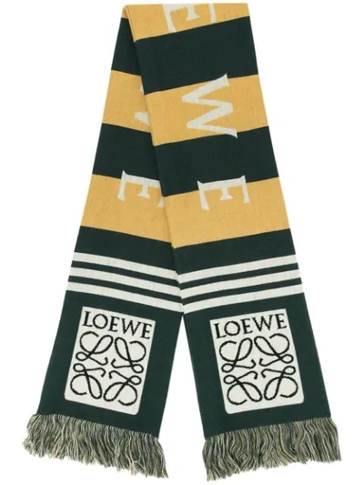 Shop Loewe Logo Knit Scarf In Green