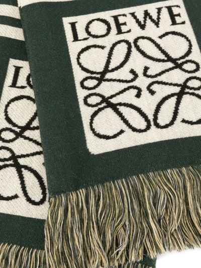 Shop Loewe Logo Knit Scarf In Green