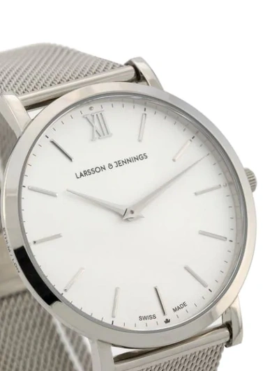 Shop Larsson & Jennings Ljxii Lugano Milanese 40mm Watch In Silver