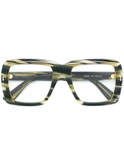 Shop Gucci Eyewear Square Frame Glasses - Black
