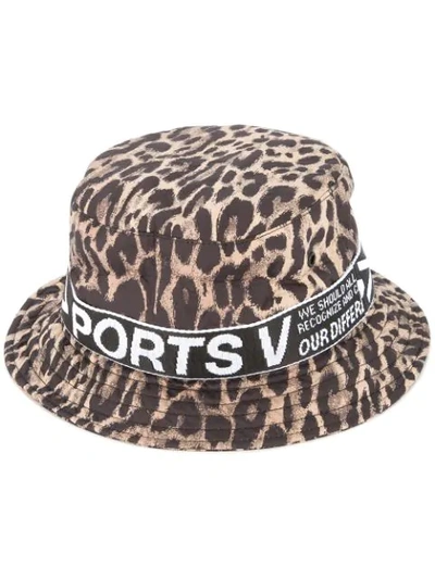 Shop Ports V Leopard Print Sun Hat In Multicolour