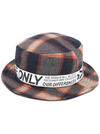 Shop Ports V Tartan Logo Flat Fedora Hat In Multicolour