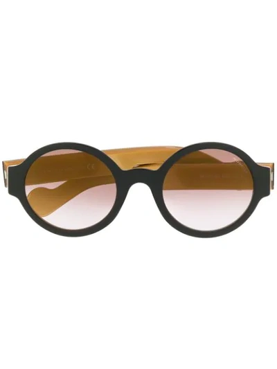 Shop Moncler Round Shape Sunglasses In Black