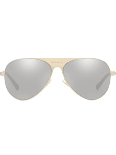 Shop Versace Medusina Aviator Sunglasses In Gold