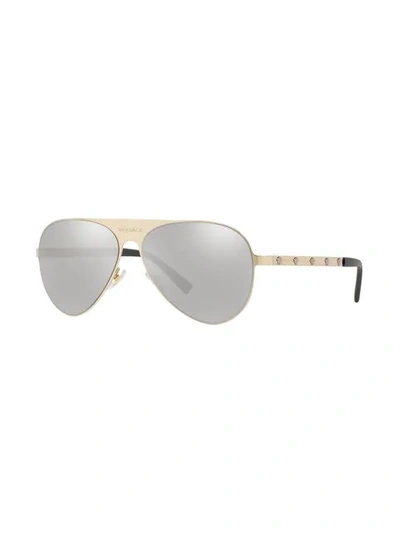 Shop Versace Medusina Aviator Sunglasses In Gold